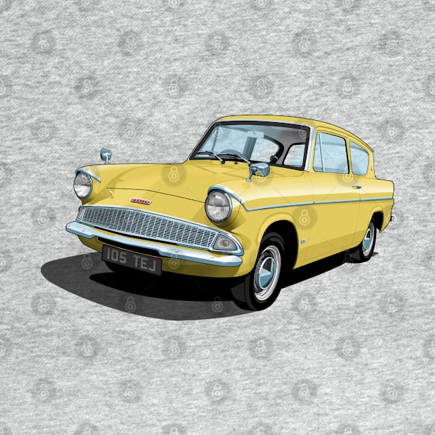 Ford Anglia in panama yellow by candcretro